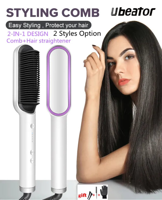 2-in-1 Hair Styling Comb Straightener Hair Brush